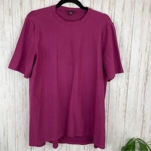 Eileen Fisher maroon purple high neck blouse large